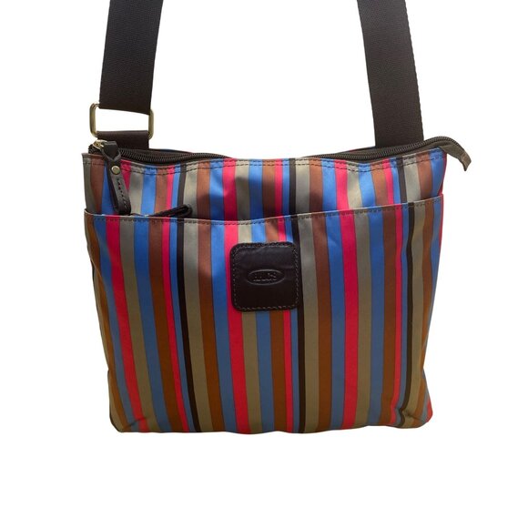 Brics Women’s Multicolor Nylon Striped Bag Adjustable Strap Crossbody Bag - Picture 2 of 13